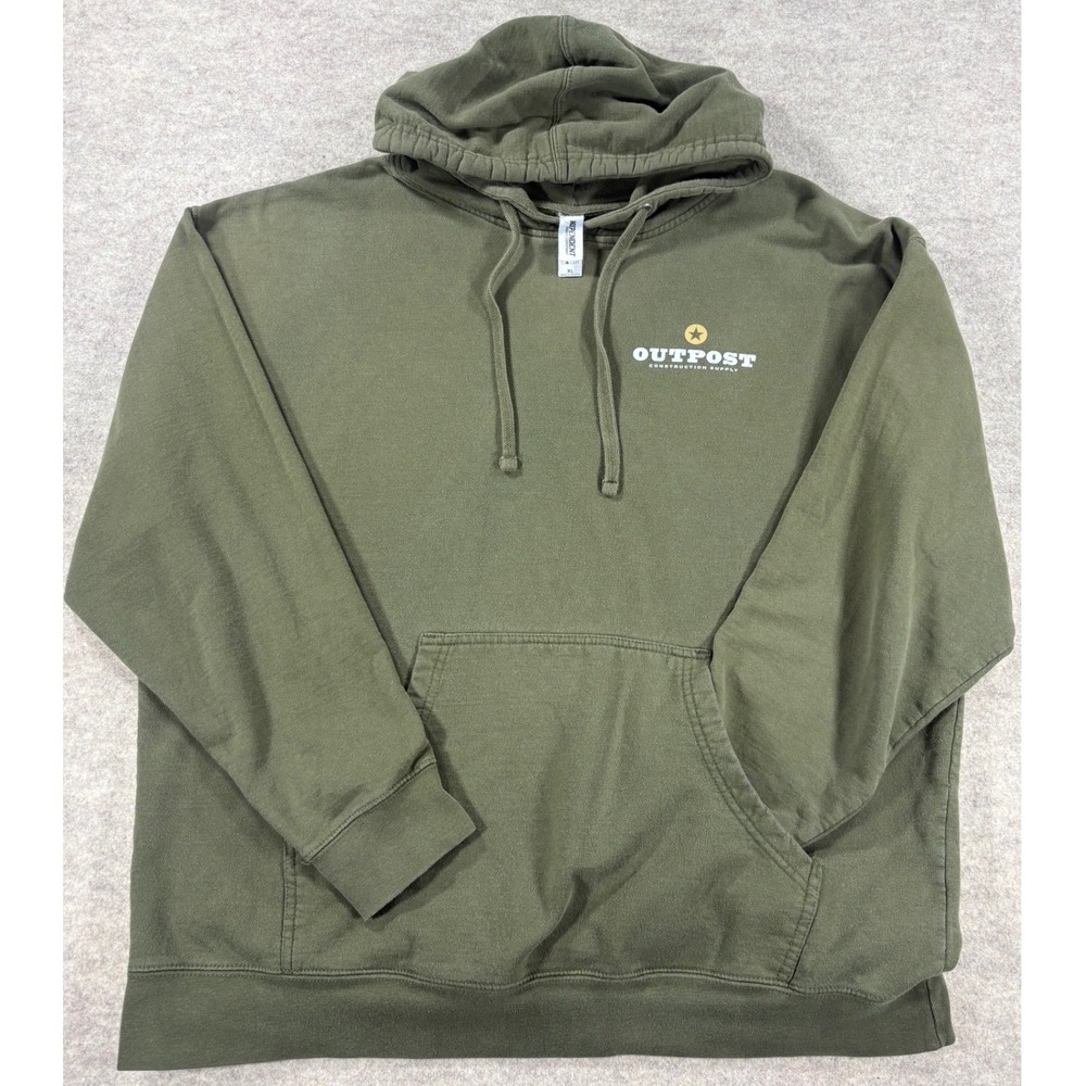 Independent Trading Co Mens XL Outpost Construction Supply Hoodie Olive Green